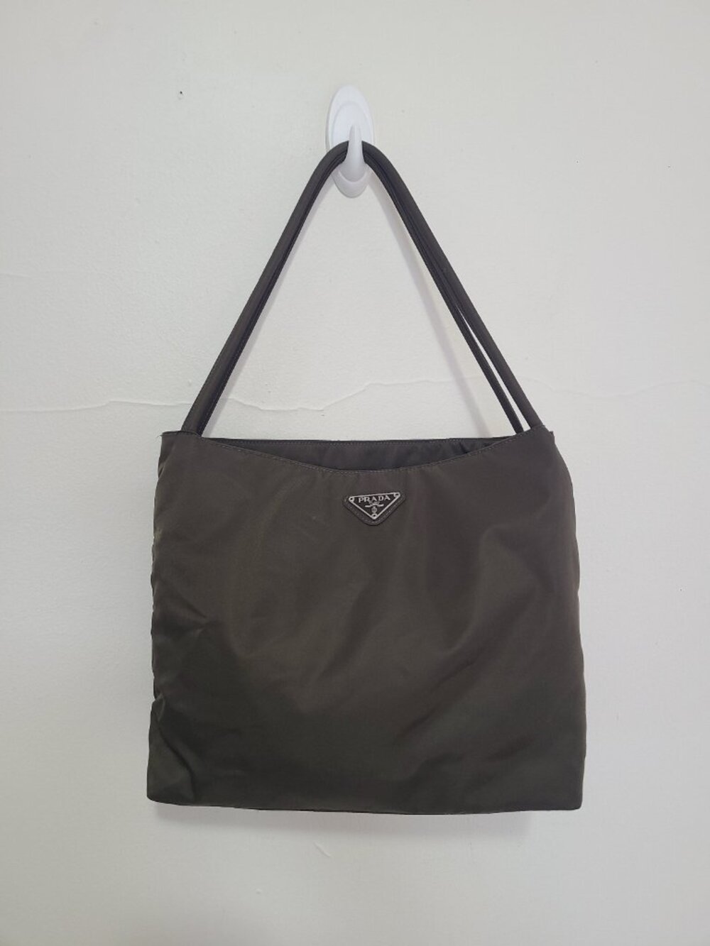 Prada Tessuto Nylon Double Handle Bag Dark Green
